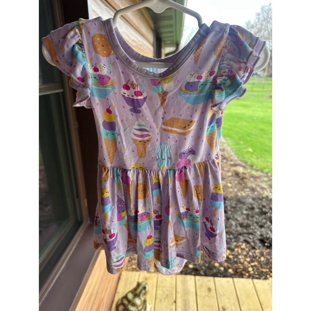 Little Sleepies Bamboo Play Purple Ice Cream Social Infant Twirl Dress 6-12M